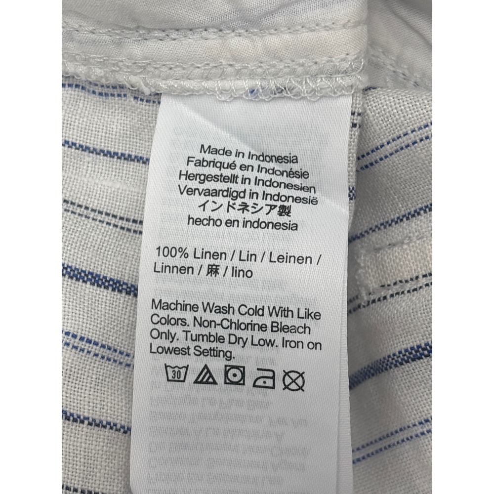 Madewell The Zoe Relaxed Wide Pant 100% Linen Striped White Blue size 6 NV159 - Picture 12 of 13